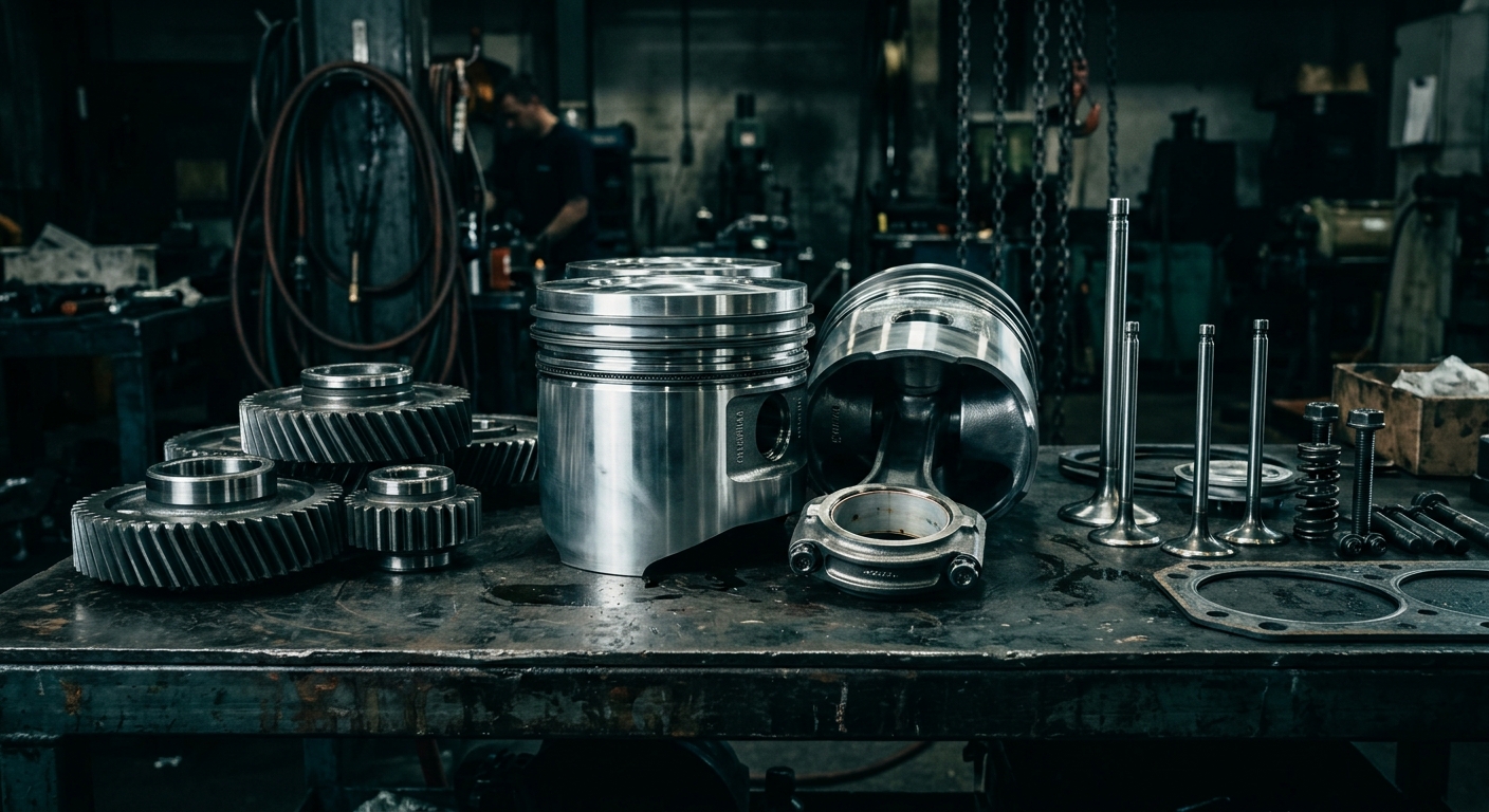 Marine engine spare parts under workshop spotlight